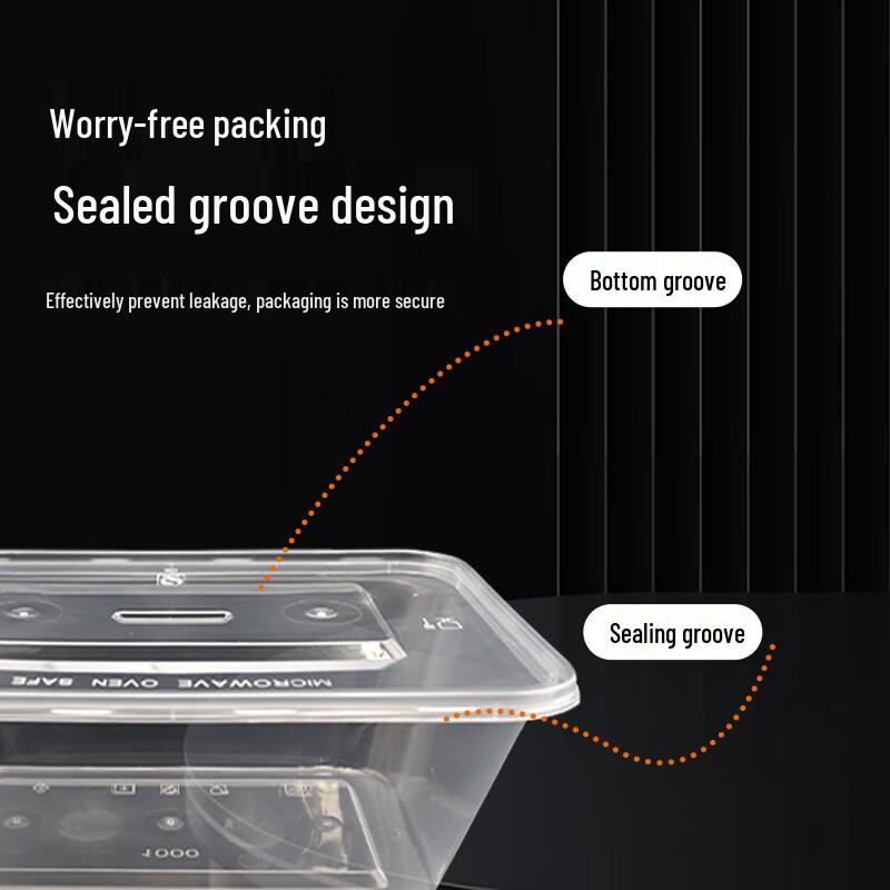 Jiwanggu Disposable 500ml 2-Compartment Food Containers with Lids