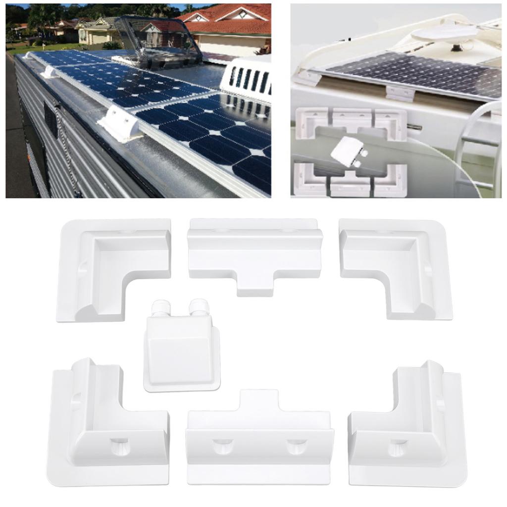 7-delars takhörnsfäste ABS Borrfritt Solpanel Fästfäste Kit Vit för Husbil Yacht Bungalow