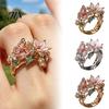 Leichter verstellbarer Ring Legierung Fingerring, Schmetterling Blume Form Öffnung Offenes Design Band für tägliches Tragen Date Party Romantischer Schmuck