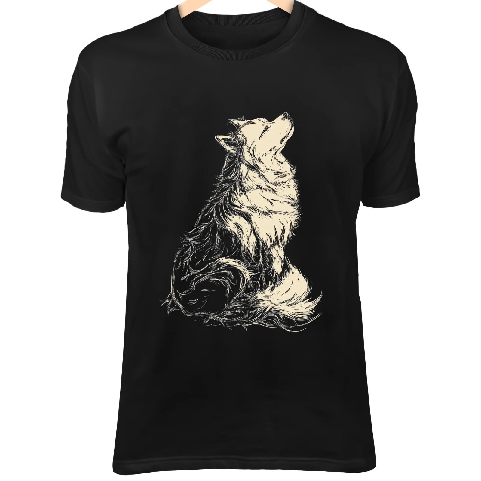 Akita Dog Line Art - Cute Minimalist Drawing with Fluffy Curled Tail 2XL