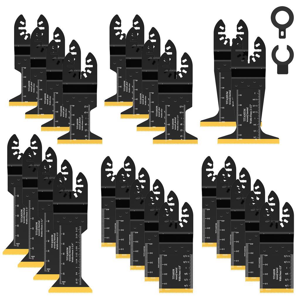 24Pcs Oscillating Saw Blade Ti-Bimetal Multi-tool Blade Cutter Tool Universal Oscillat Blade for Cutting Metal Plastic Copp Pipe