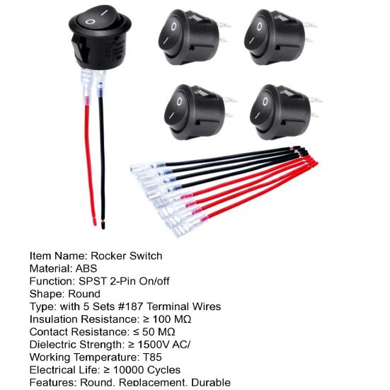 Rocker Switch 3-Pack On/Off Es - SPST 2-Pin For Car Dash, Boat, Arduino 12V Projects 12 V On Off Switch - Foto 3