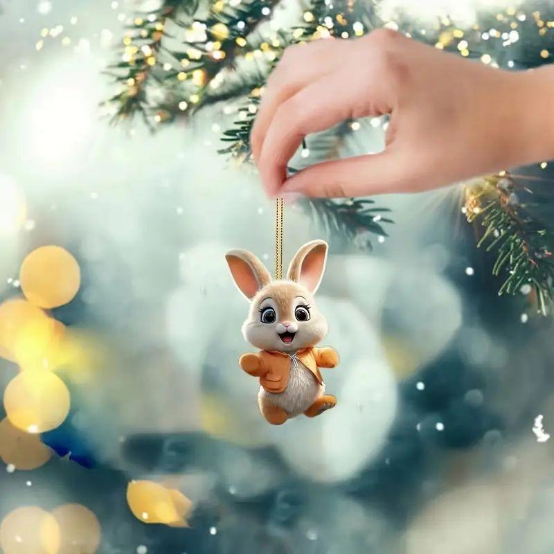 Bunny Charming Acrylic Rearview Mirror Decoration Quirky Cartoon Car Interior Hanger