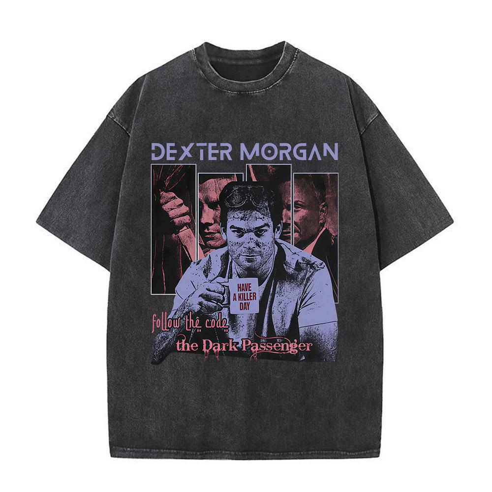 Tv Play Washed Vintage Dexter Morgan Graphic Tshirts Mens Women Clothing Casual Short Sleeve T Shirts Fashion Gothic Tshirt