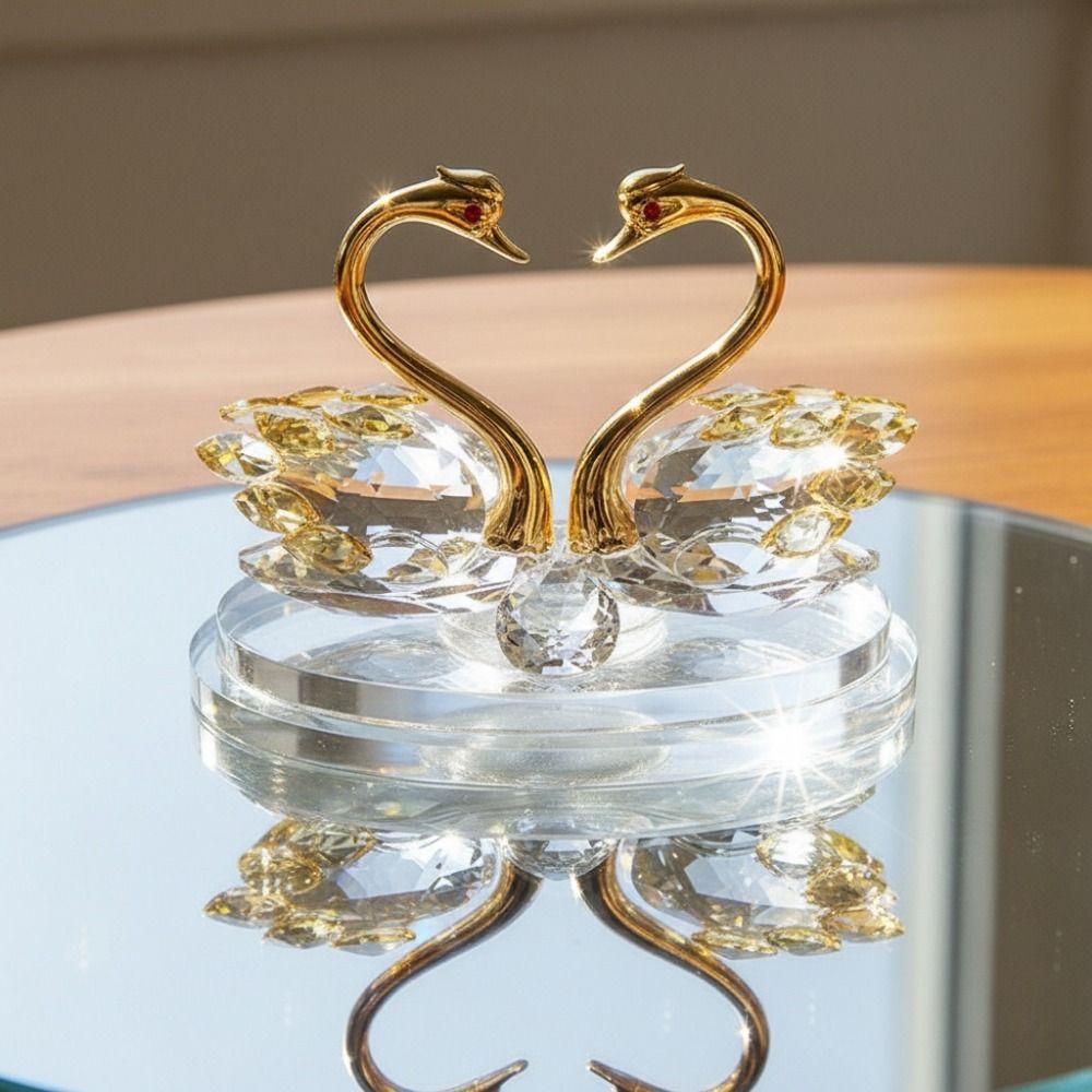 Exquisite Crystal Crystal Swan Ornaments Light Luxury Glass Swans Swan Figurines Car Interior