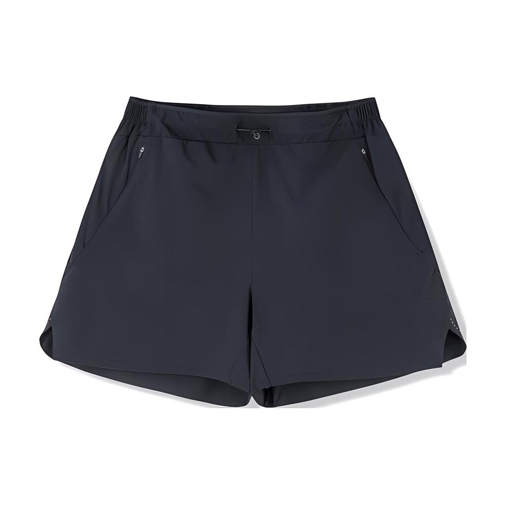 Anta Solid Color Logo Print Elastic Waist Straight Loose Shorts Summer Men shorts Black 152230505