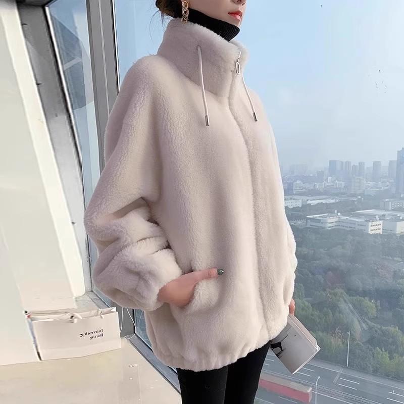 New Pellet Sheep Shear Coat for Women's Sweatshirt Lamb Fur Integrated Fur Coat