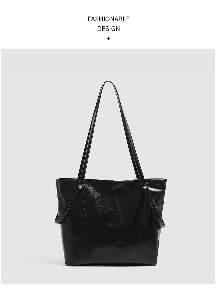 Korean Style Black Fashion Tote - Large Capacity, High-End, Versatile Shoulder & Underarm Bag