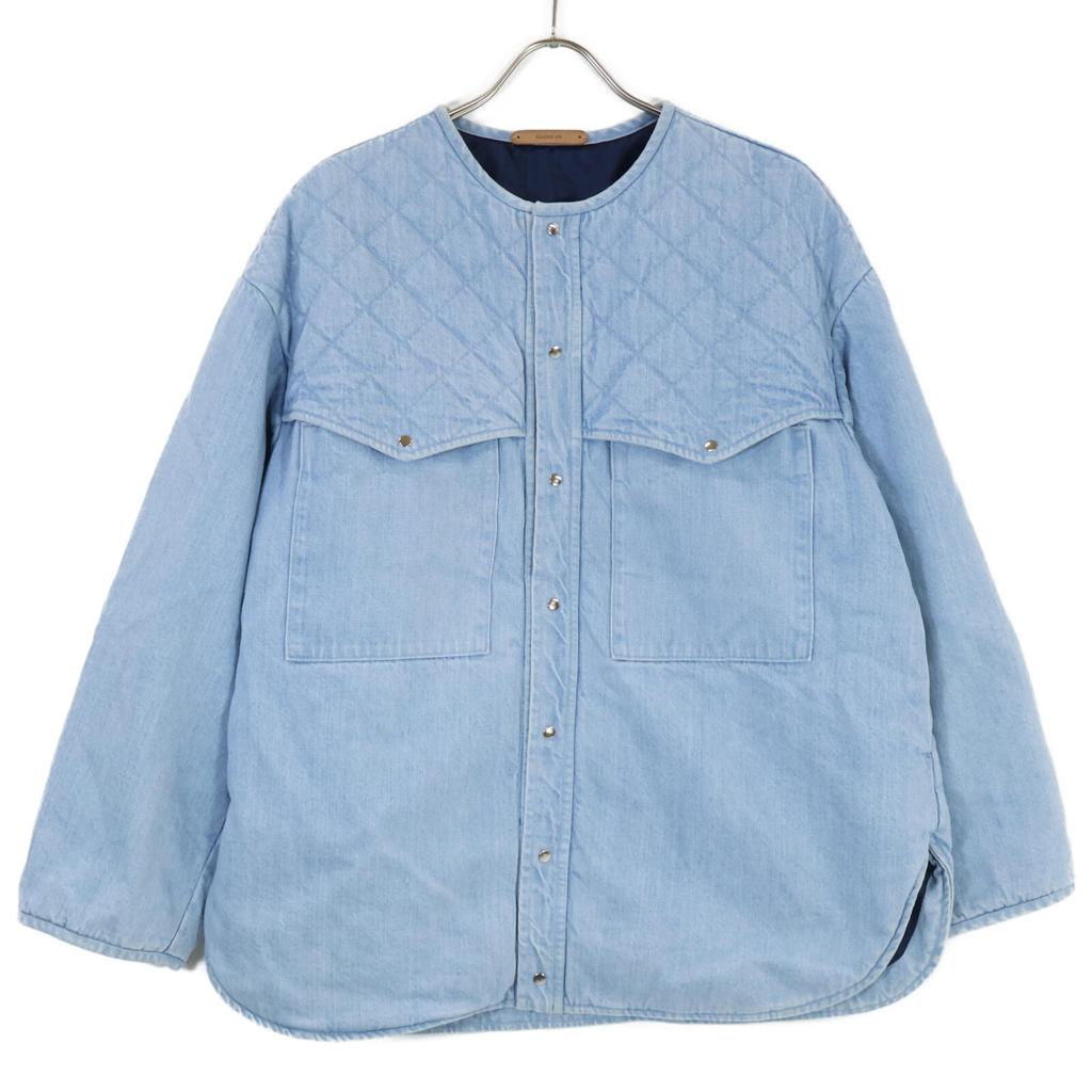 GALERIE VIE Blue Selvitch Denim Colorless Quilt Blouse Jacket F blueUsed