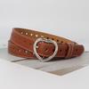 Gothic Love Heart Belts Heart Eyelet Grommet Waist Band Fashion PU Leather Belt  For Women Man