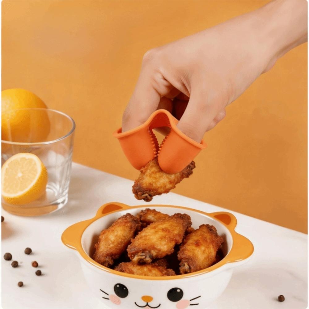 Creative Oil-proof Silicone Snacks Finger Cover Non-slip Heat Resistant Food Finger Cot Dirt-proof Food Clip Fried Chicken