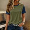Women's Casual Pullover Short Sleeve T Shirt Color Block Crew Neck Top Lightweight Soft Fabric Comfortable Fit