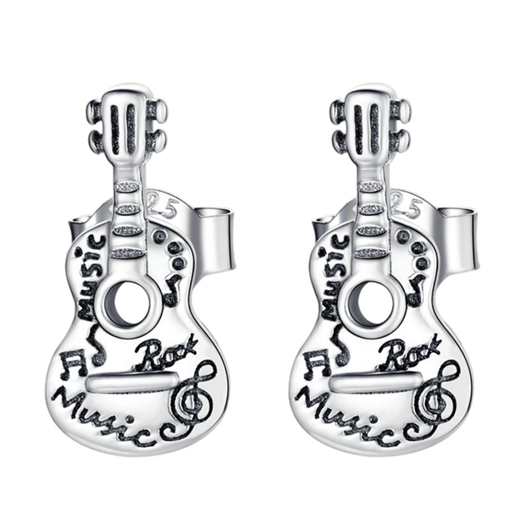 Silver Stylish Earring For Women Round Shape No Burr And Wide Application Guitar Guitar Earring CN