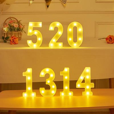 Svetelné písmeno LED Abeceda Číslo Plastová Batéria Ovládaný Party Sign Dekorácia stojana na svadobný festival