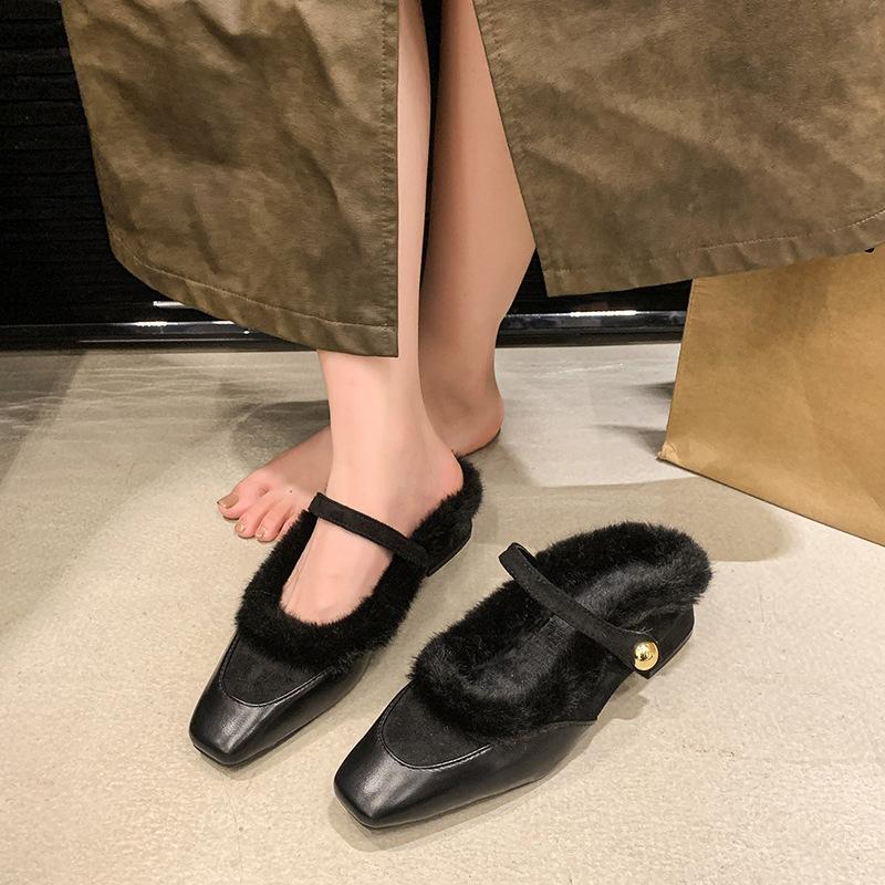 2025 new autumn and winter thick heel French small fragrant wind velvet Mary Jane single shoes women's shoes evening gentle fluffy shoes