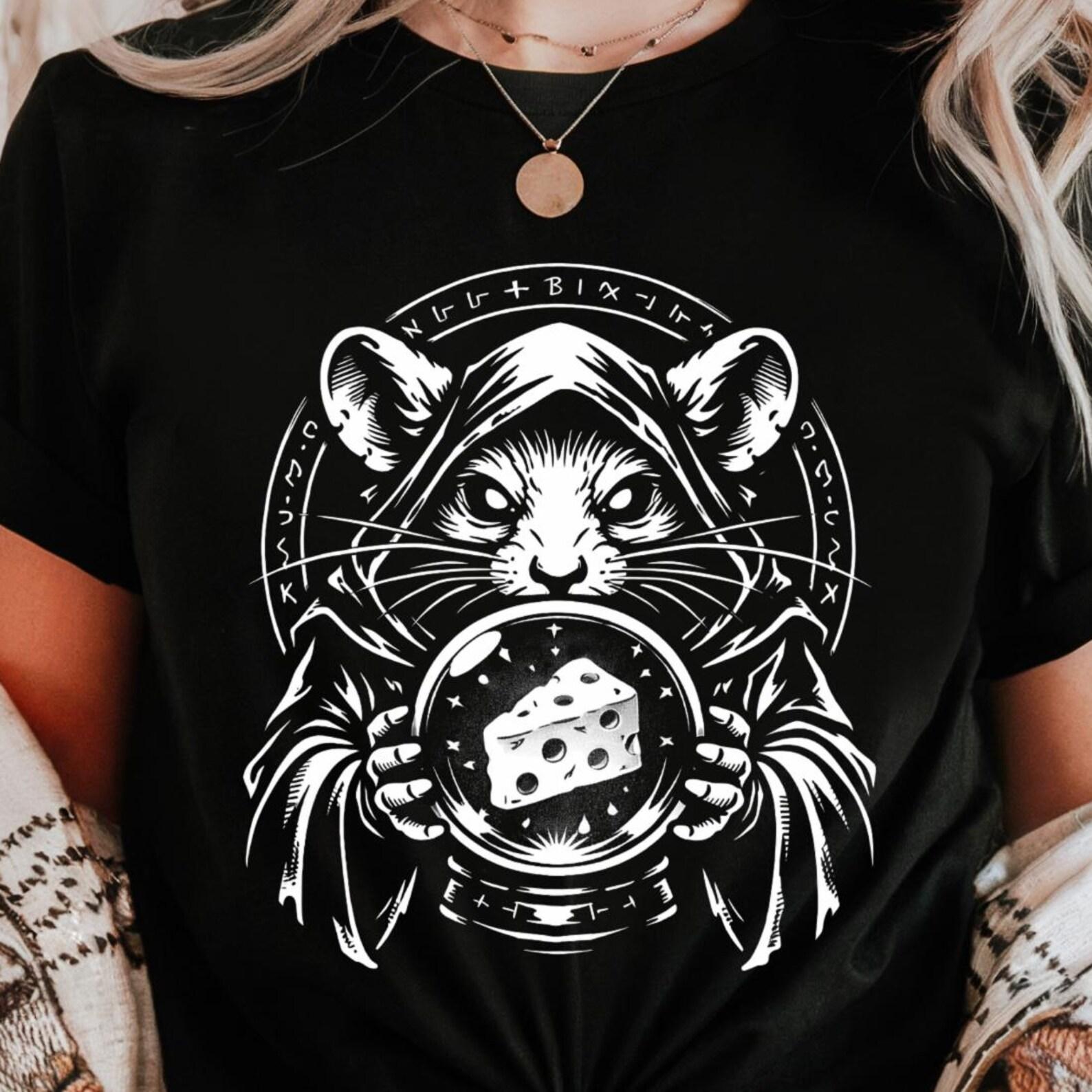 Mouse Seer Crystal Ball Shirt | Fantasy Oracle Mouse Tee | Witchy Animal Fortune Teller Gift S
