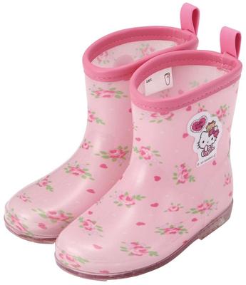 Skater Rain Boots Shoes Boots for Children Hello Kitty Sanrio Lovely Flower with Reflective Tape 16cm RIBT16-A