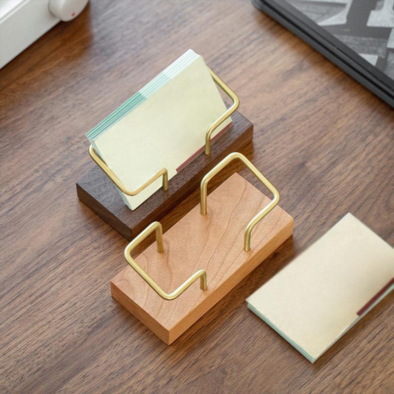 Desk Wooden Business Card Display Stand Wood Business Card Holder For Postcard Holder For Office Home Desktop