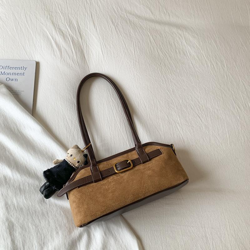 Korean version of retro niche suede underarm bag women's 2025 autumn foreign style casual work commuting shoulder handbag