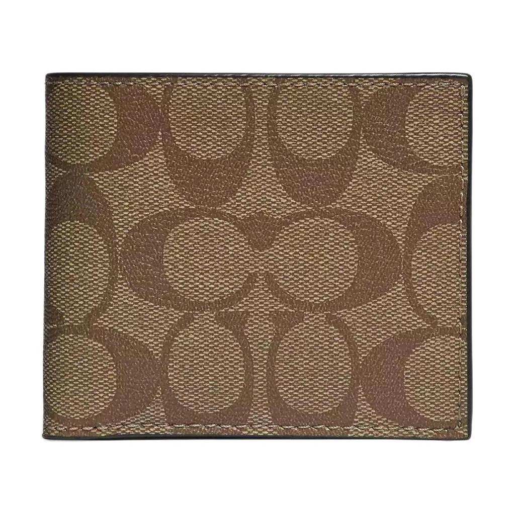 COACH Billfold Wallet Leather PVC Canvas Wallet Men's Khaki (Unisex) Wallets 66551 QBTN2