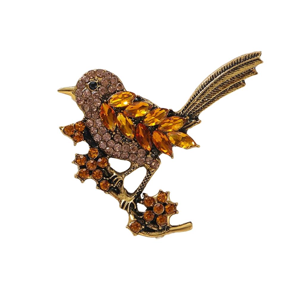 Yousheng Bird Shape Brooch Sparkling Faux Crystals Magpies Lapel Pin Retro Noble Bird Scarf Brooch Wedding Jewelry Gift