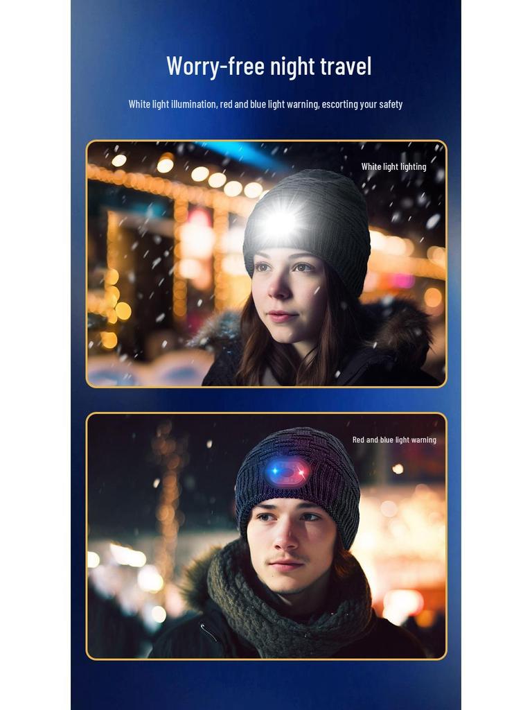 Luminous LED Knitted Hat: Warm Outdoor Sports Headlamp Cap for Night Running and Travel