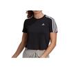 Adidas Round Neck Letter Print Comfort Stripe Short Sleeve T-Shirt Women Tops Black GL0777
