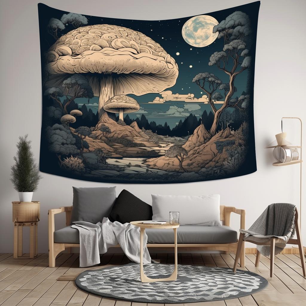 Boho Glow In the Dark Mushroom Tapestry for Living Room Bedroom Tapestry Home Wall Decor