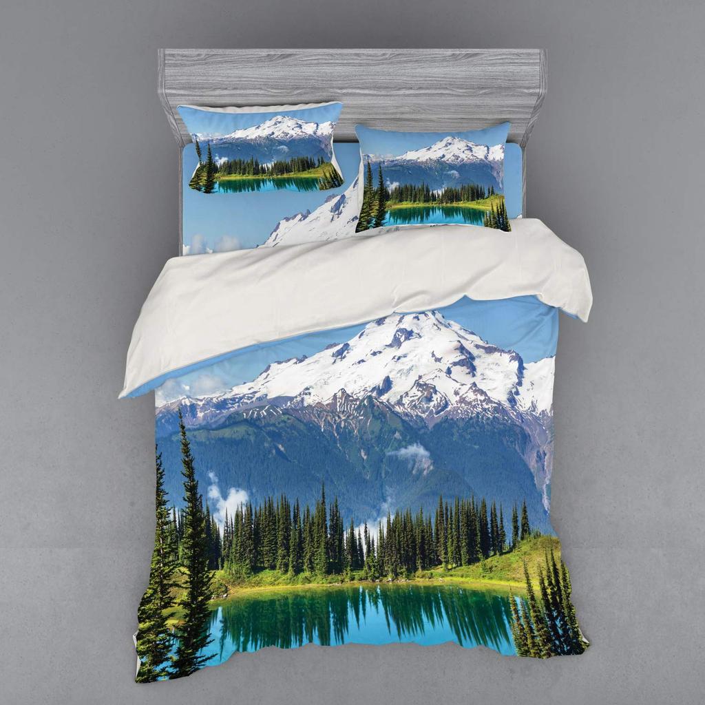 Glacier Duvet Cover Sets for Kids Teens Queen Quilt Covers Lightweight Down Bedroom Decor 2 Pillowcases 1 Duvet Cover No Quilt