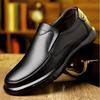 Mens Slip-On Business Casual Leather Shoes Breathable Anti-Slip Comfortable Round Toe Rubber Sole