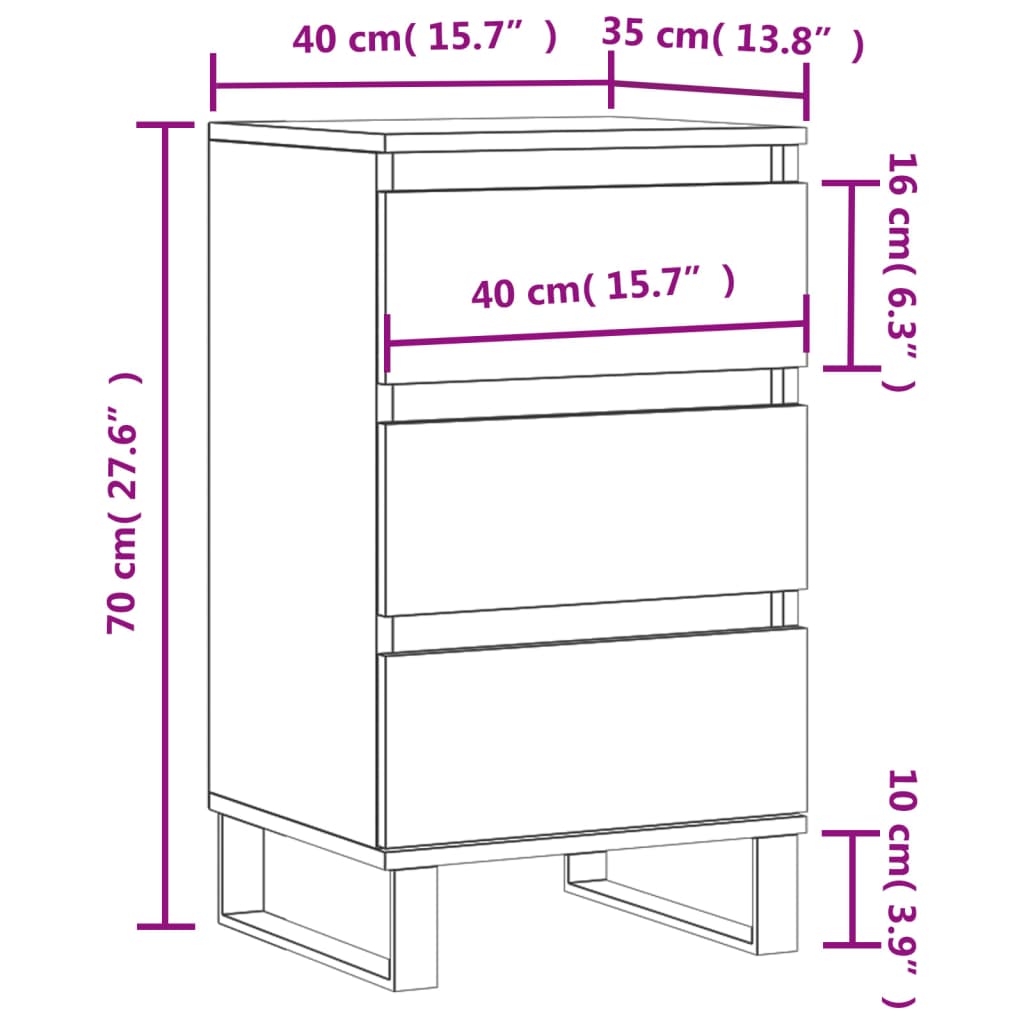 Sideboard Gray Sonoma 40 x 35 x 70 cm Particleboard