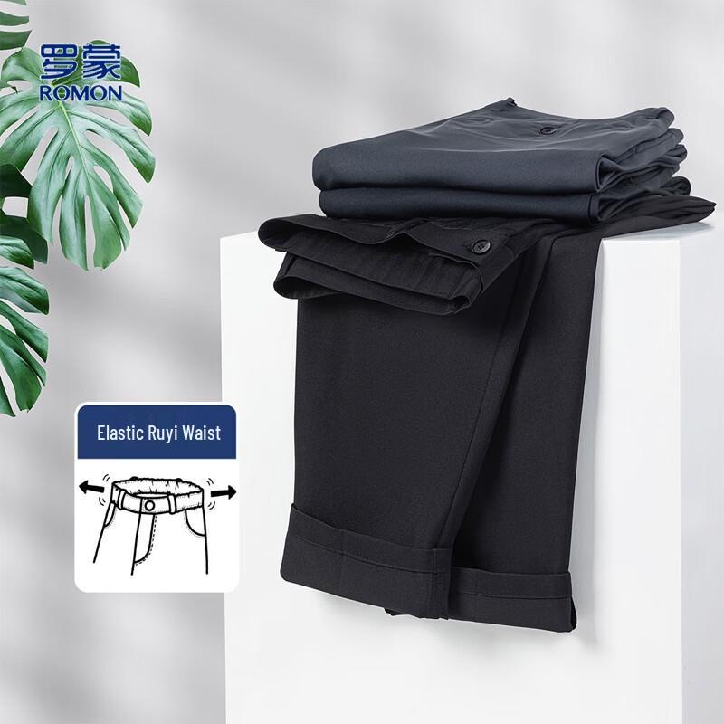 

Romone Men s Summer Four-Way Stretch Straight-Leg Casual Pants 33