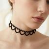 Vintage Black Velvet Hollow Heart Choker, Original Design Clavicle Neck Jewelry