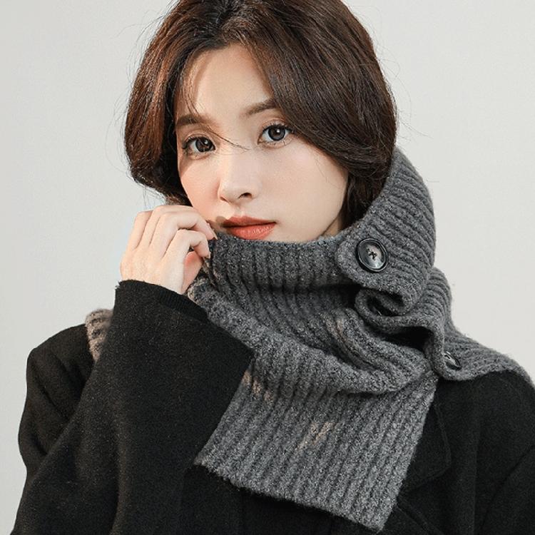 Buttoned Knitted Neck Scarf Neck Wrap for Winter Warmth Trendy Neck Gaiter Shoulder Wrap Neck Shawl for Women Travel
