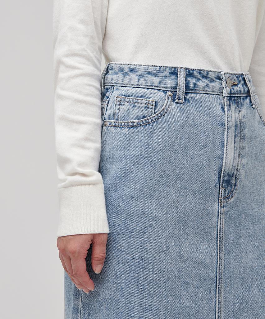 Musinsa Standard Woman Women'S Denim Midi Skirt [Light Indigo]