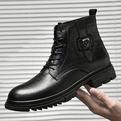 Genuine Leather Winter Men Ankle Boots Outdoor Male Casual Shoes Lightweight Designer Mens Warm Work Boots Plush Fur Snow Boots