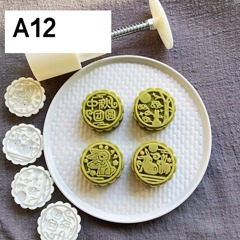 Mooncake Mold Flower Shape Mid-Autumn Festival Mold Plungers Pastry Fondant Decoration Tools