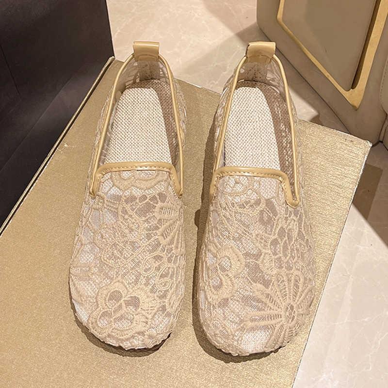 Summer Mesh Mother Shoes Women's Breathable Mesh Shoes One Pedal Beef Tendon Soft Bottom Flat Bottom Non-slip Grandma Old Beijing Cloth Shoes