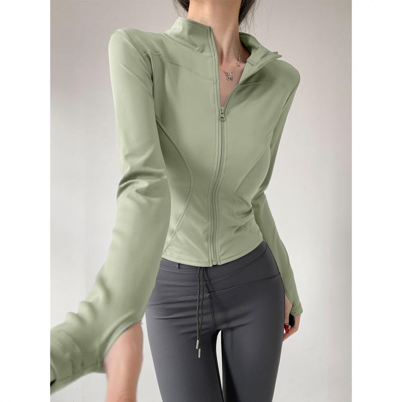 Pilates Fitness Jacket, Quick-dry Top, Stand-collar Yoga Suit, Women's Tight Slimming Waist-tightening Sports Top, Running Training