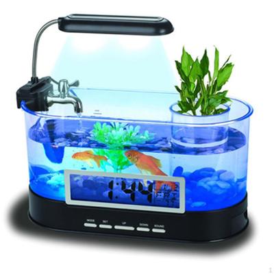 Desktop Fish Tank Aquarium with Water Filtration Pump Bowl Decoration for Turtle, Reptile