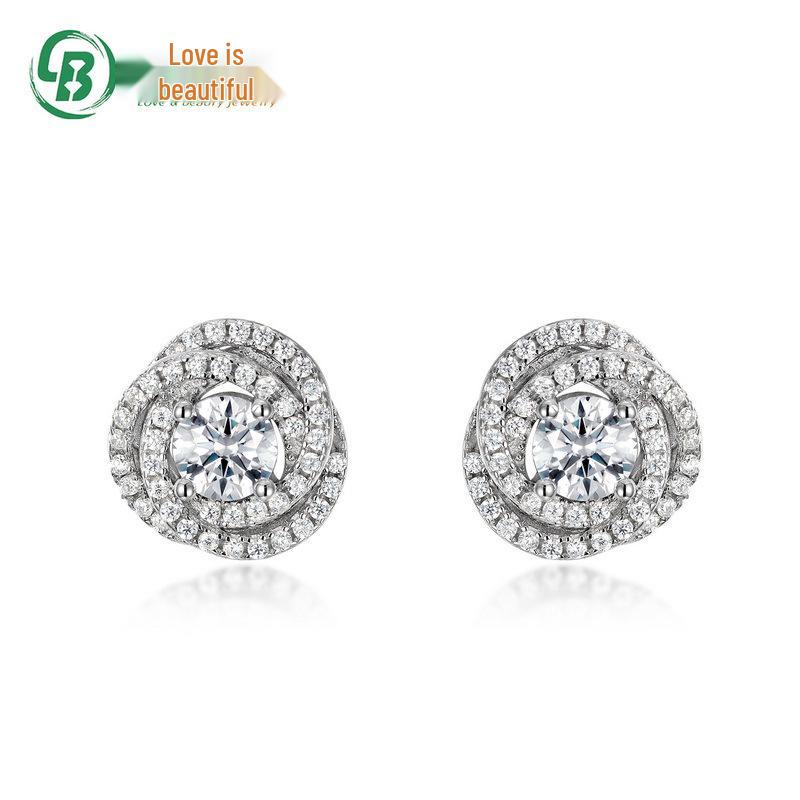 

Европейская и американская мода, серьги-пусеты с муассанитами, стерлинговое серебро S925, полностью бриллиантовые, высококлассный индивидуальный дизайн 925 Silver