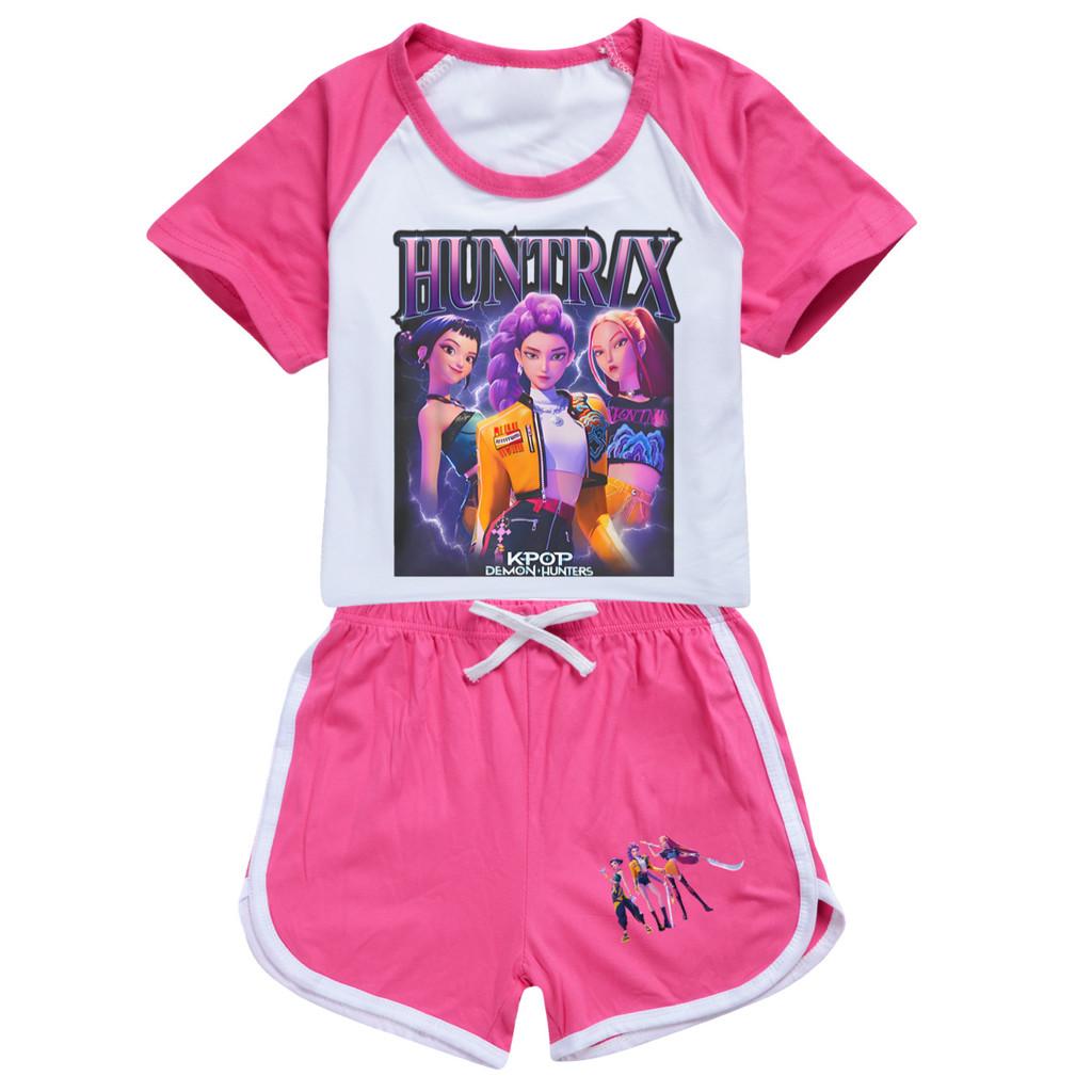 5029 Kids Girls POP Rumi Zoey Mira Print T-shirt Shorts Sport Tracksuit Clothes Set