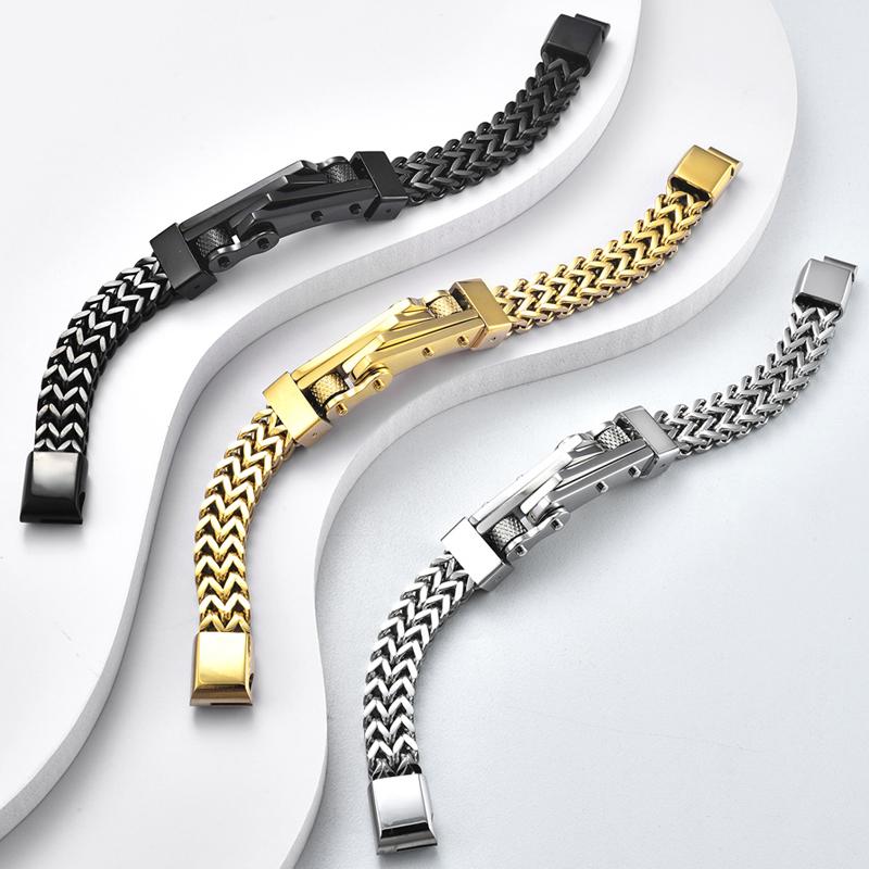 Cooles Hiphop-Bike-Quadrat-Franco-Kettenarmband für Männer Massiver 316L-Edelstahl Herrenarmbänder Armreifen mit Magnetverschluss Neu