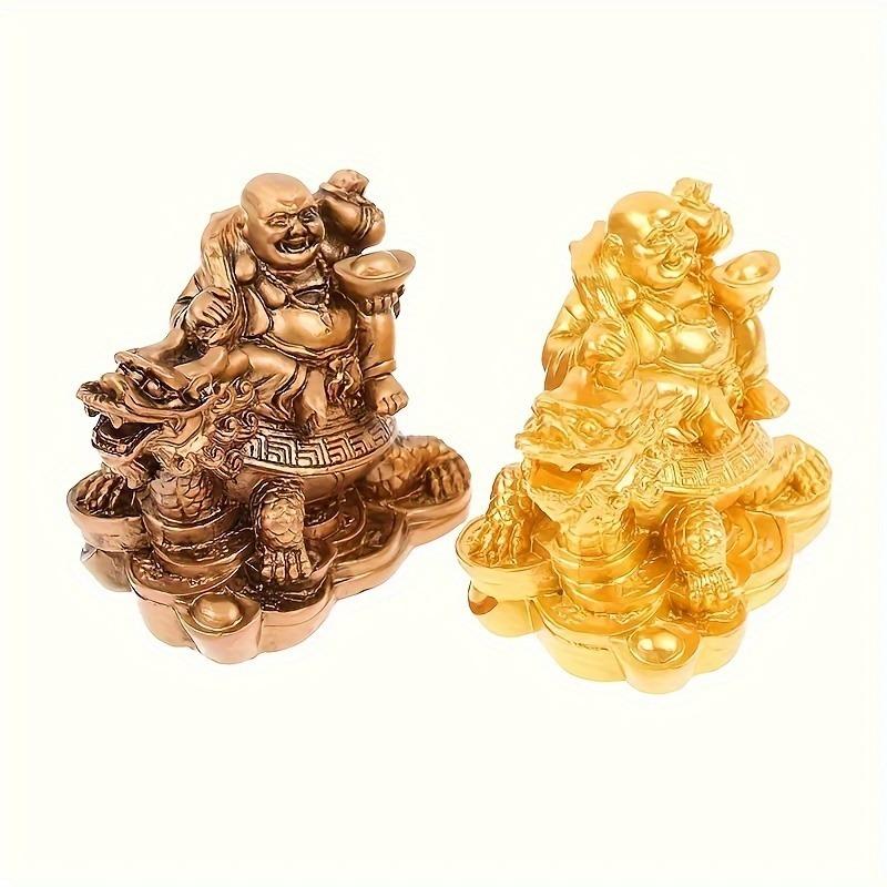 Resin God Of Wealth Laughing Buddha Statue, Modern Art Sculpture,Feng Shui Dragon Turtle Decoration Figurines Statue
