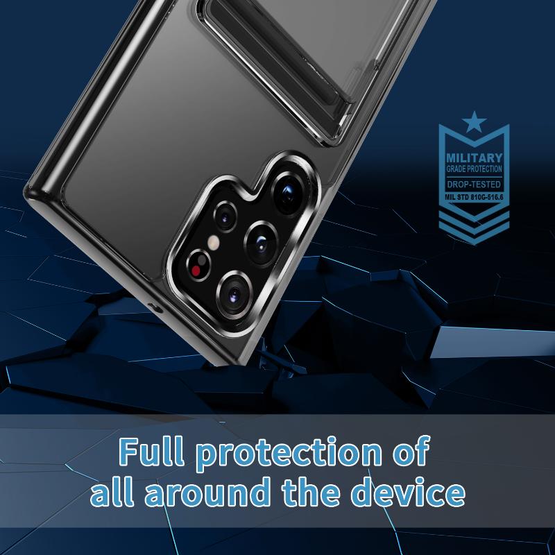 Card Slot Holder Wallet Transparent Case For Samsung Galaxy S24 S23 S22 S21 S20 Note 20 Ultra 10Plus Shockproof Clear Hard Cover