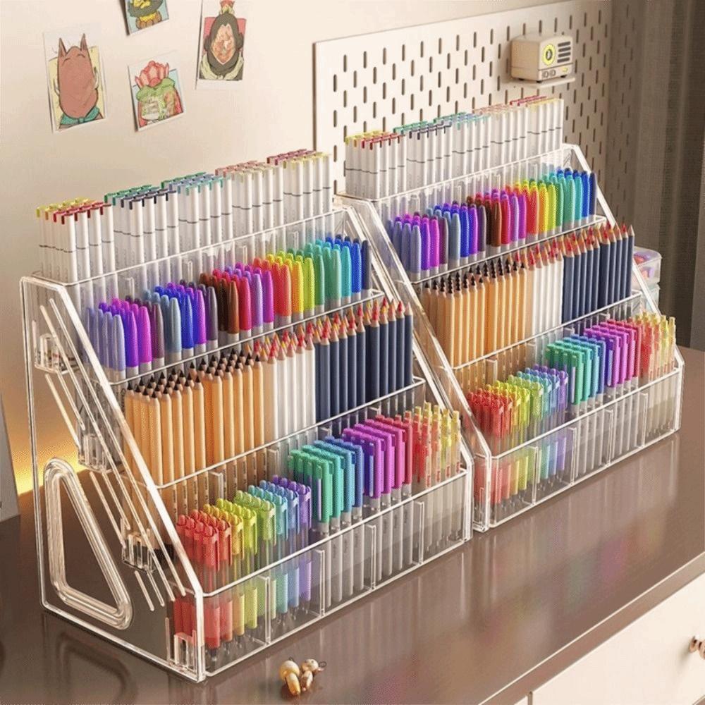 3/4/5 Layers Watercolor Pencil Storage Rack Large Capacity Marker Pen Storage Box Office/School