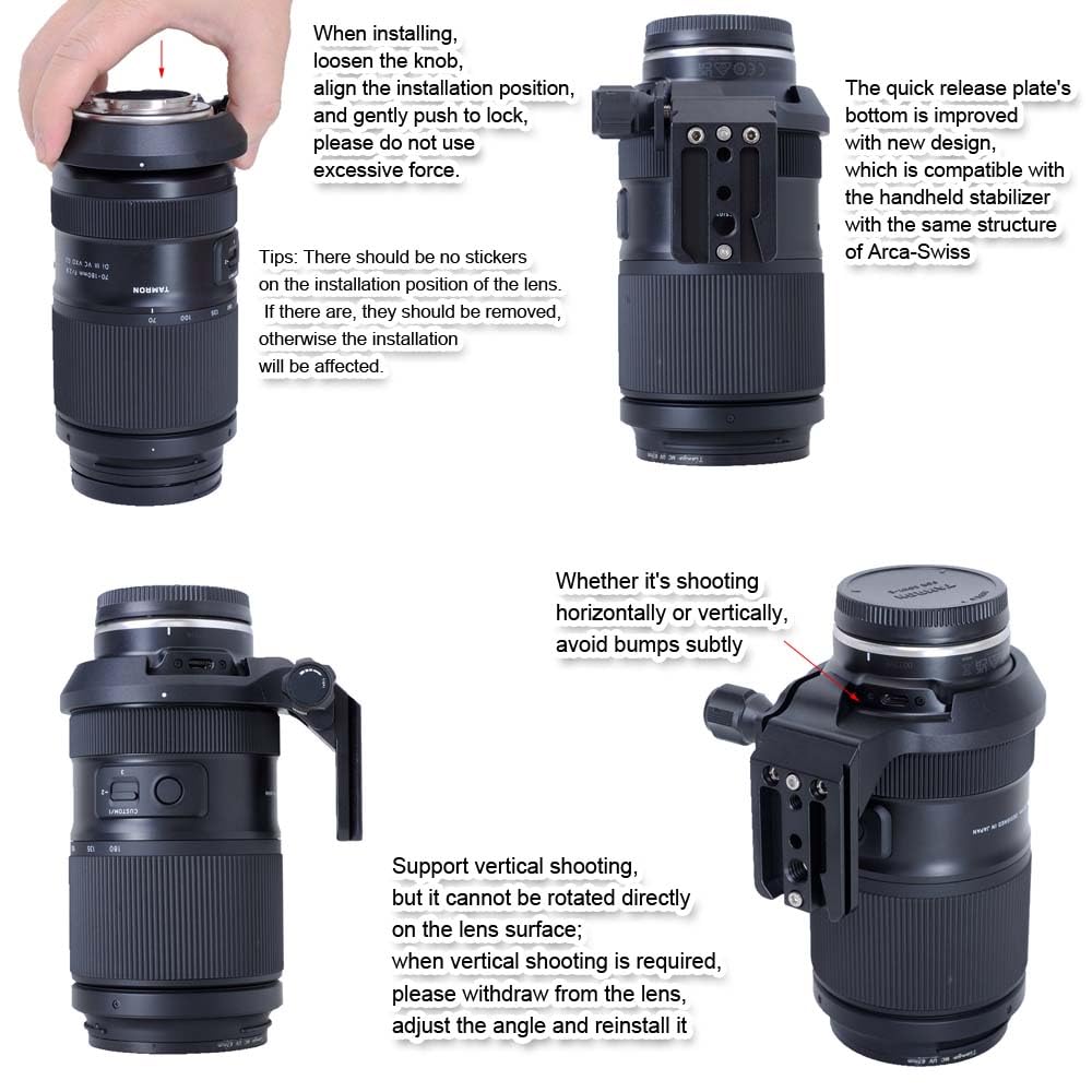 iShoot Metal Lens Ring Tripod Camera Lens Support Lens Bracket Tripod Tripod Mount Compatible with Tamron Di III VC VXD G2 A065 Fit Tripod Ball Head