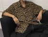 Aspersio Košile s límečkem s krátkým rukávem ve stylovém americkém ležérním stylu se zvířecím potiskem leoparda a otevřeným předním dílem Aloha, pánská