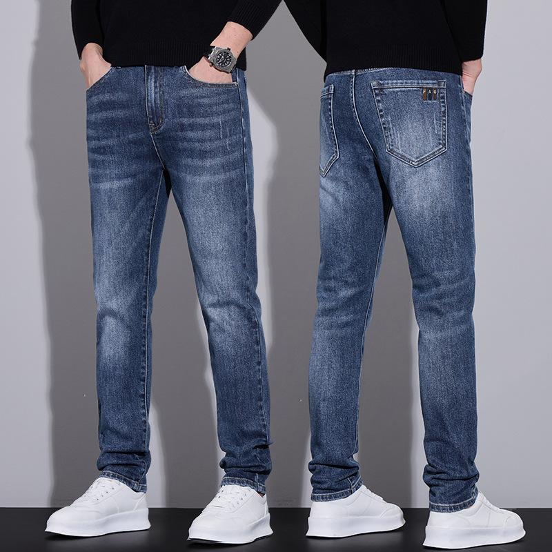 Spring And Autumn Winter New Men'S Thick Jeans Slimming Straight Stretch Business Versatile Long Pants