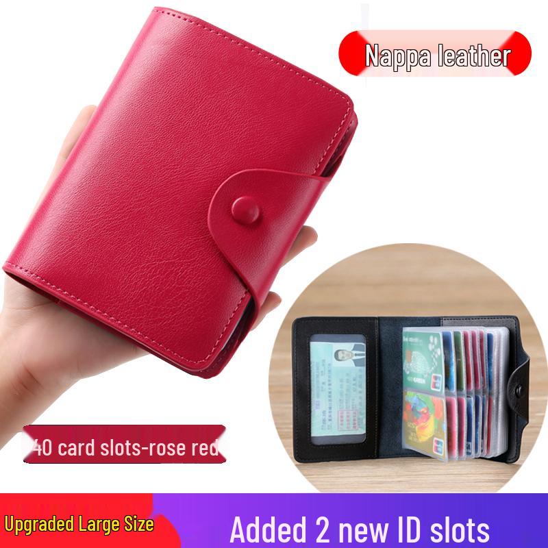 Dames Stijlvolle Kaarthouder van Rundleer met Meerdere Vakken voor Zakelijke Kaarten, Creditcards en Rijbewijs